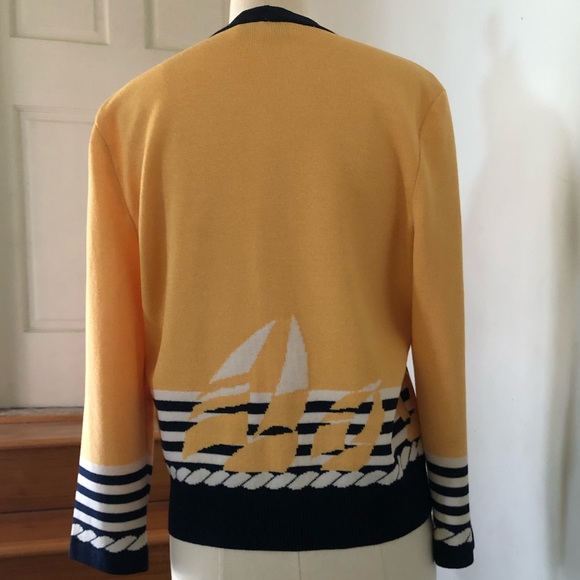 St John Collection Sweater Color Yellow Blue Size Medium - Picture 5 of 6